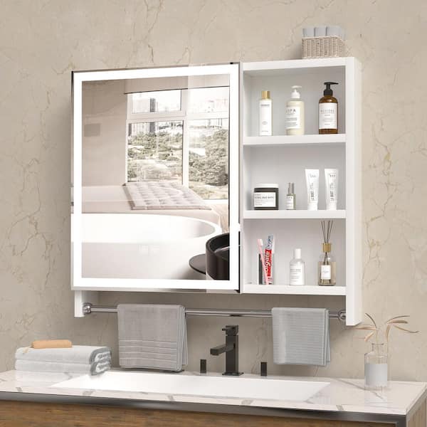 医療棚 32 in. W x 28 in. H Bathroom Mirror with Medicine Cabinet