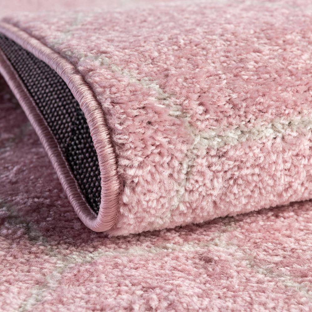 Soft Pink Geometric Trellis 8' x 10' Easy-Care Area Rug