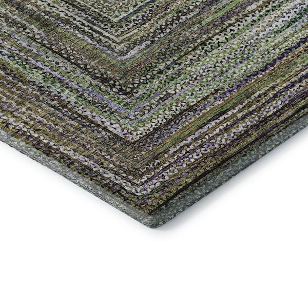 Mayfield Premium Machine Washable Abstract AMF1725 Olive 2 ft. x 3 ft. Area Rug