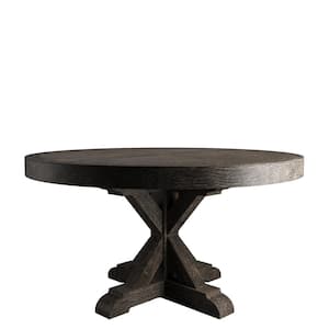 Madera Round DT, Dark, Reclaimed Wood top, 48 in. Pedestal Base, Dining Table 4 seaters