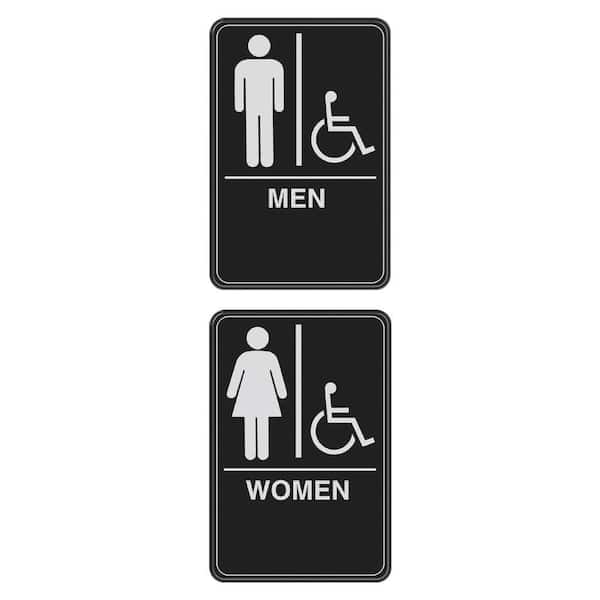 6 in. x 9 in. Men and Women Acrylic Restroom Signs with Handicap Symbol and Braille