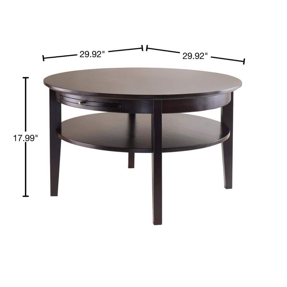 Traditional Amelia Round Espresso Wood Coffee Table with Storage