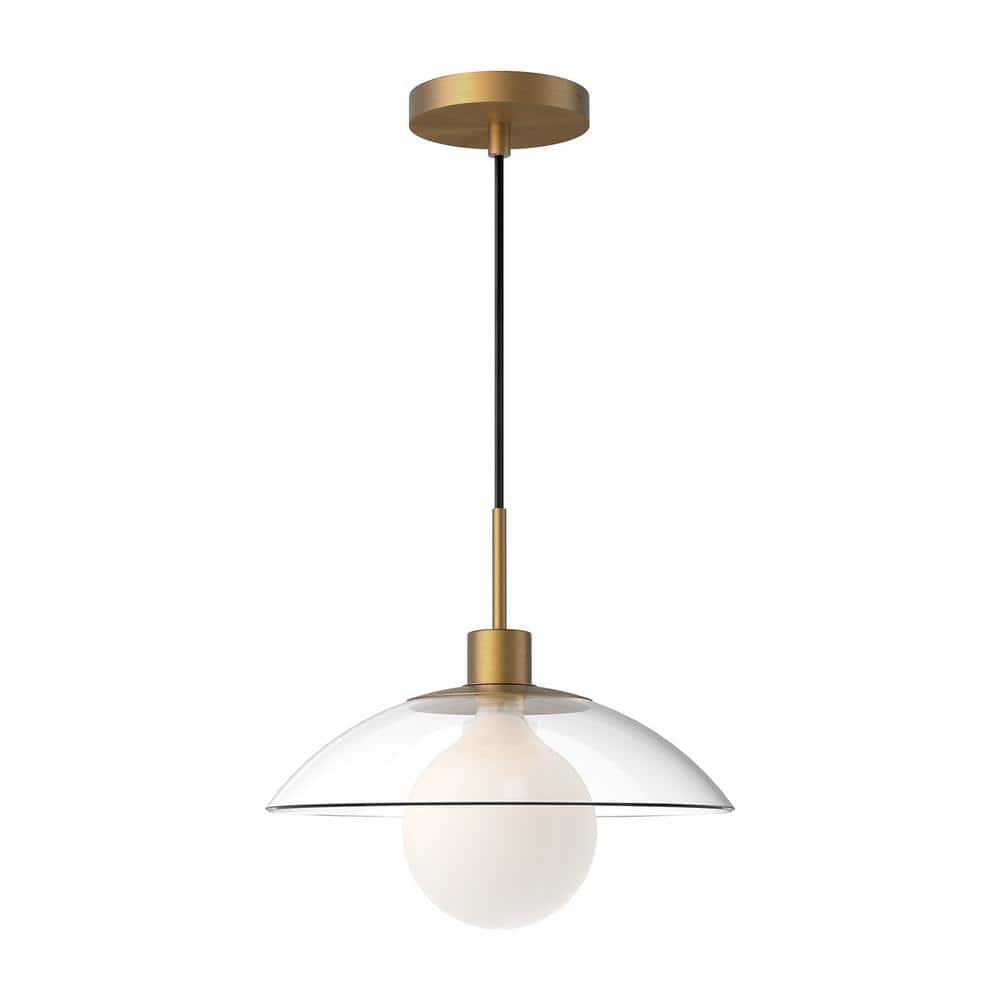 Francesca 12 in. 1 Light 60-Watt Aged Gold/Clear Glass Pendant Light price history on PriceWatchPro