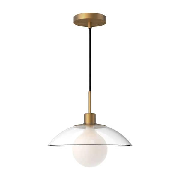 ALORA MOOD Francesca 12 in. 1 Light 60-Watt Aged Gold/Clear Glass ...