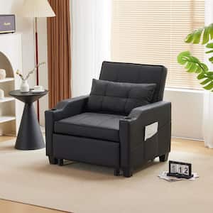 68.1 in. Black Polyester Fabric Full Size Sofa Bed