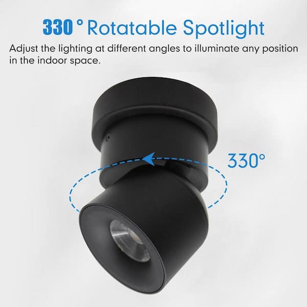 Lecoht 4 in. Black LED Ceiling Spotlight Picture Light (2-Pack