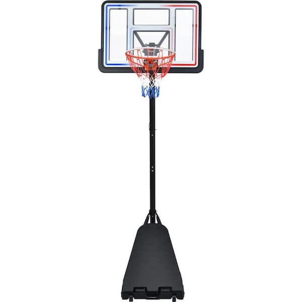 TIRAMISUBEST Portable Basketball Hoop Basketball System with 8 ft. x 10 ft. Height Adjustment and LED Light