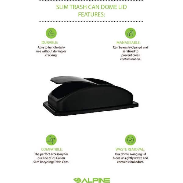 Black Dome Trash Can Lid for 23 gal. Slim Trash Can (3-Pack)