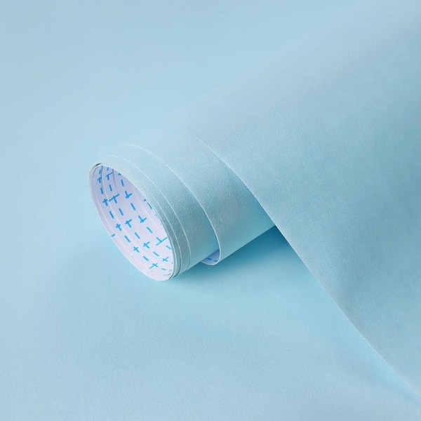 Matte Contact Paper Matte Sky Blue Solid Textured Contact Paper Peel and Stick Wallpaper ...