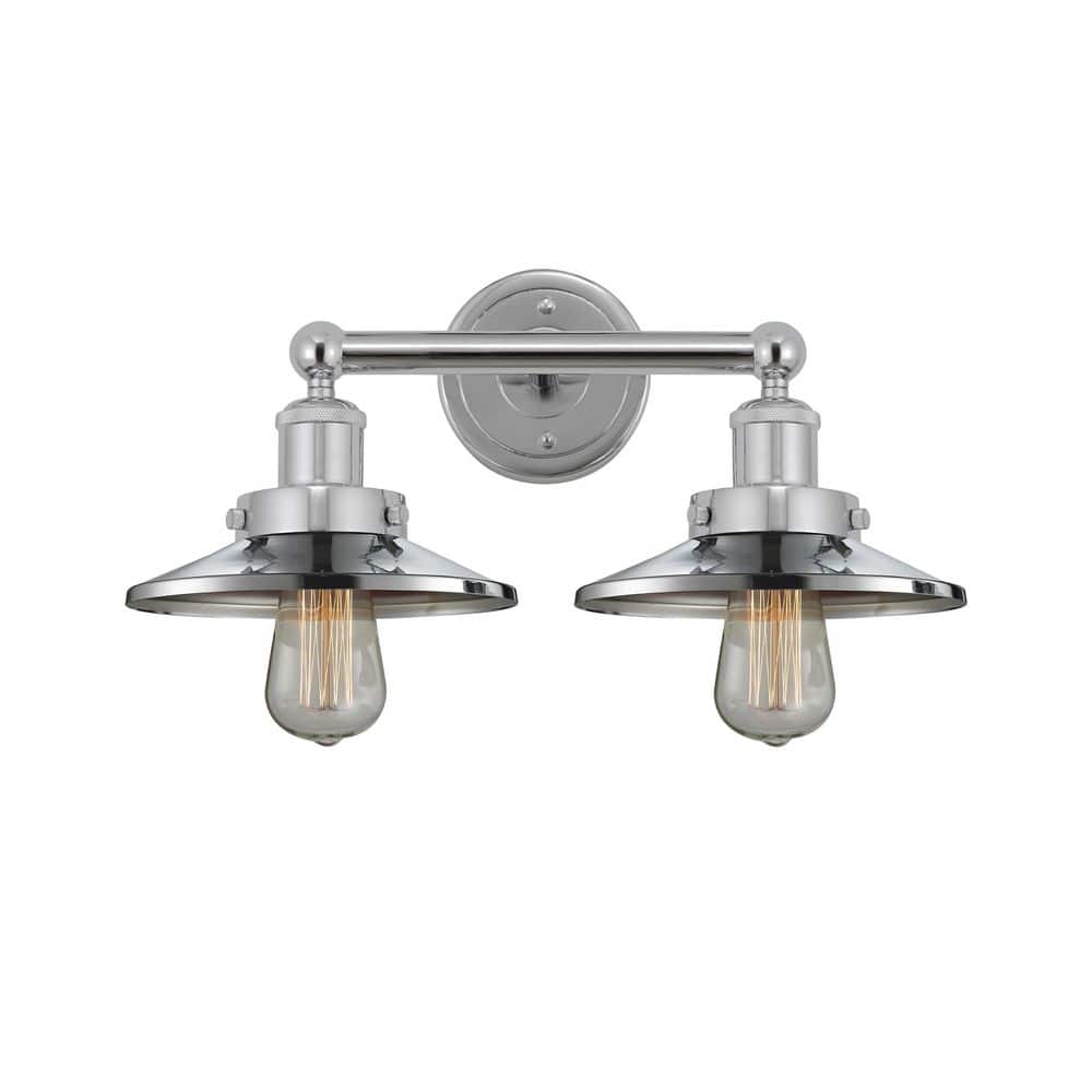 Railraod 17 in. 2-Light Chrome Vanity Light with Metal Shade price history on PriceWatchPro