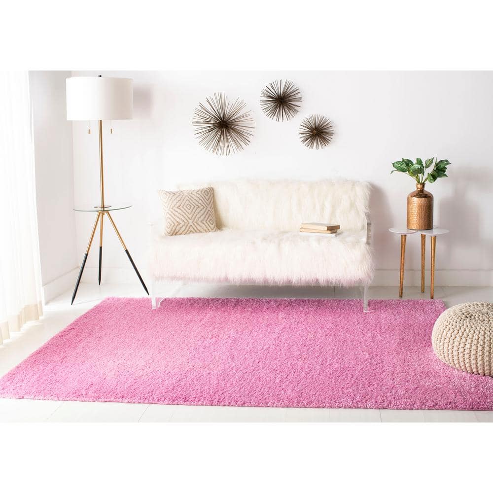 August Pink 4' x 6' Shag Synthetic Area Rug