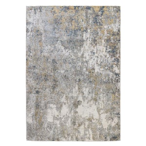 Yasmin Acy Yellow/Blue 9 ft. x 13 ft. Abstract Polyester Area Rug