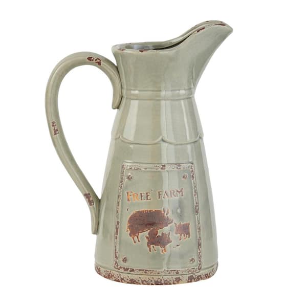 Litton Lane Grey Porcelain Farmhouse Decorative Jar