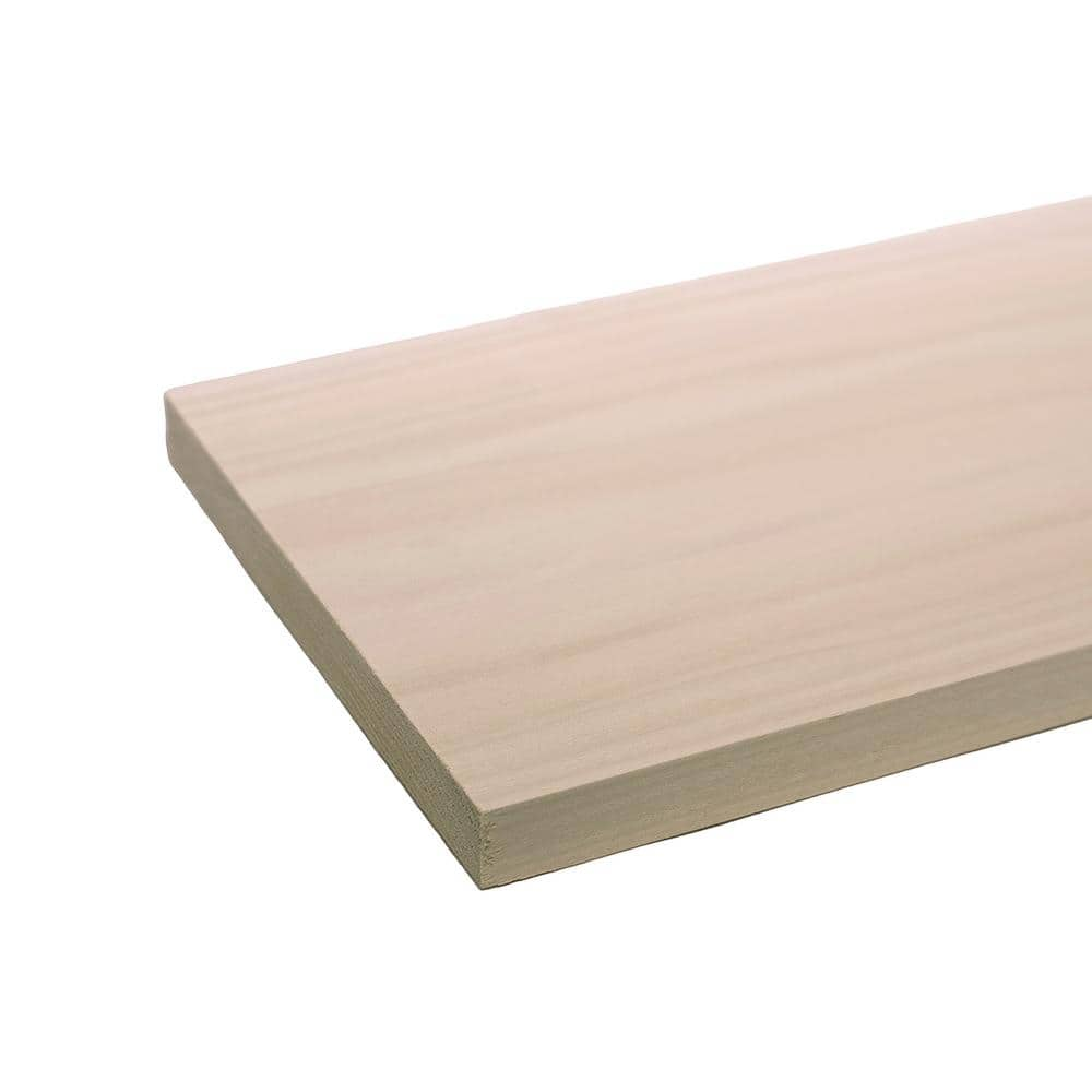 Waddell Project Board - 36 in. x 8 in. x 1 in. - Unfinished S4S Poplar Hardwood w/ No Finger Joints - Ideal for DIY Shelving