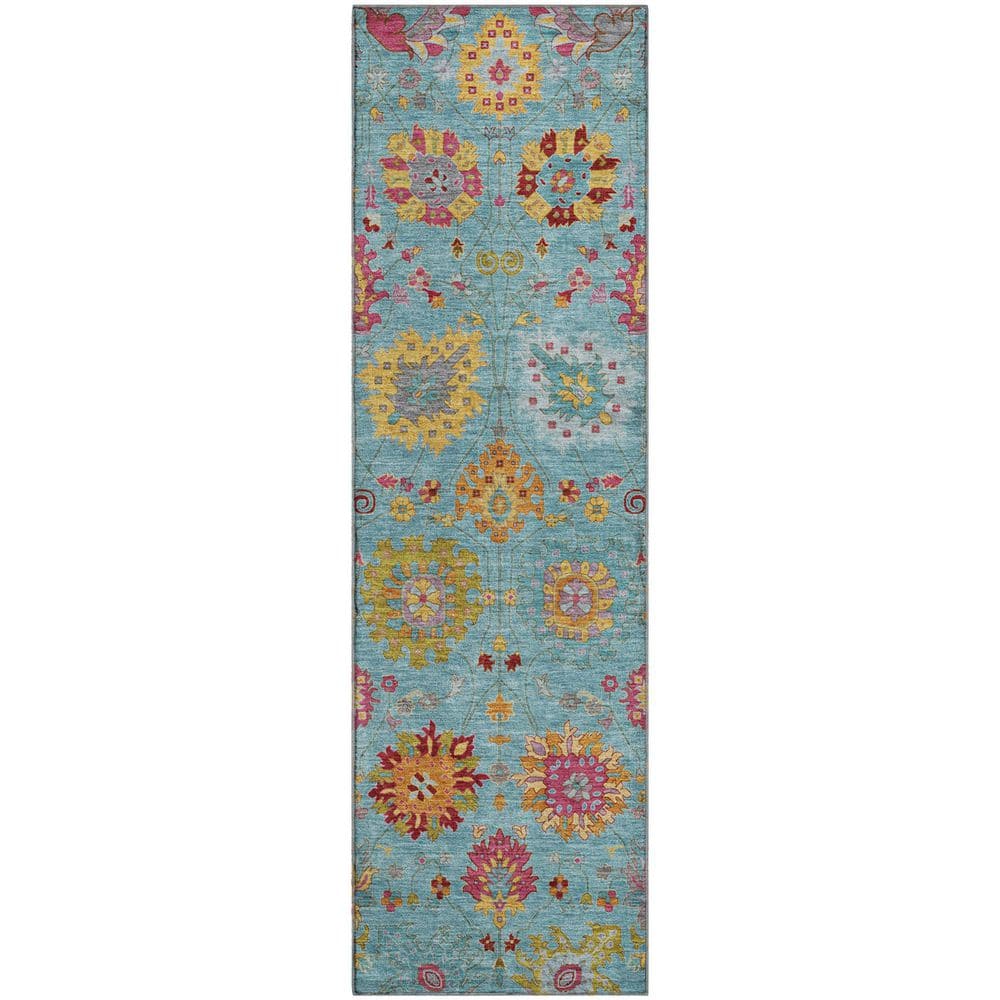 Mayfield Premium Machine Washable Abstract AMF2288 Teal 2 ft. x 7 ft. Runner Rug price history on PriceWatchPro