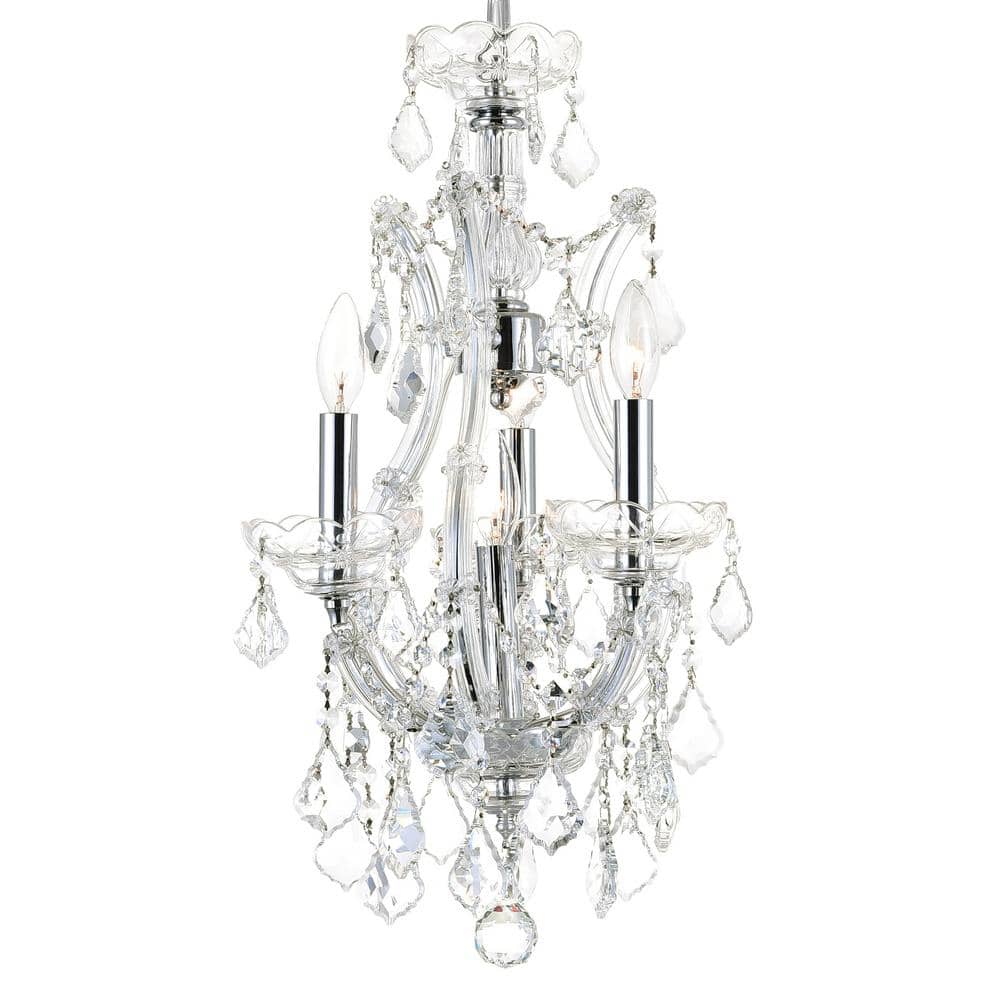 Maria Theresa 4-Light Chrome Mini Chandelier with Clear Italian Crystals