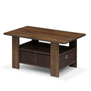 Home 32 in. Columbia Walnut/Dark Brown Medium Rectangle Wood Coffee Table with Drawers