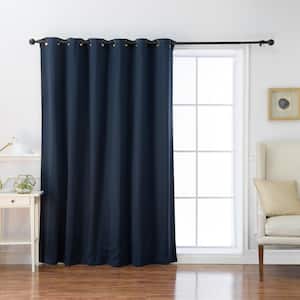 Navy Polyester Solid 100 in. W x 84 in. L Grommet Blackout Curtain