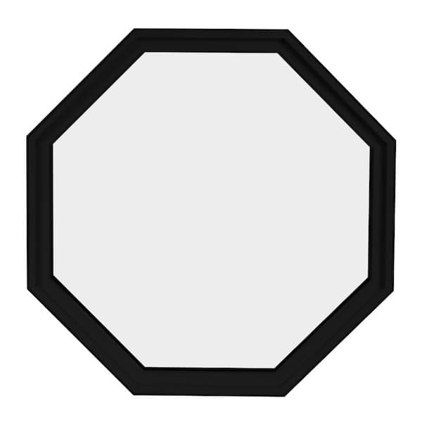 FrontLine 24 in. x 24 in. Octagon Black 6-9/16 in. Jamb Geometric Aluminum Clad Wood Window