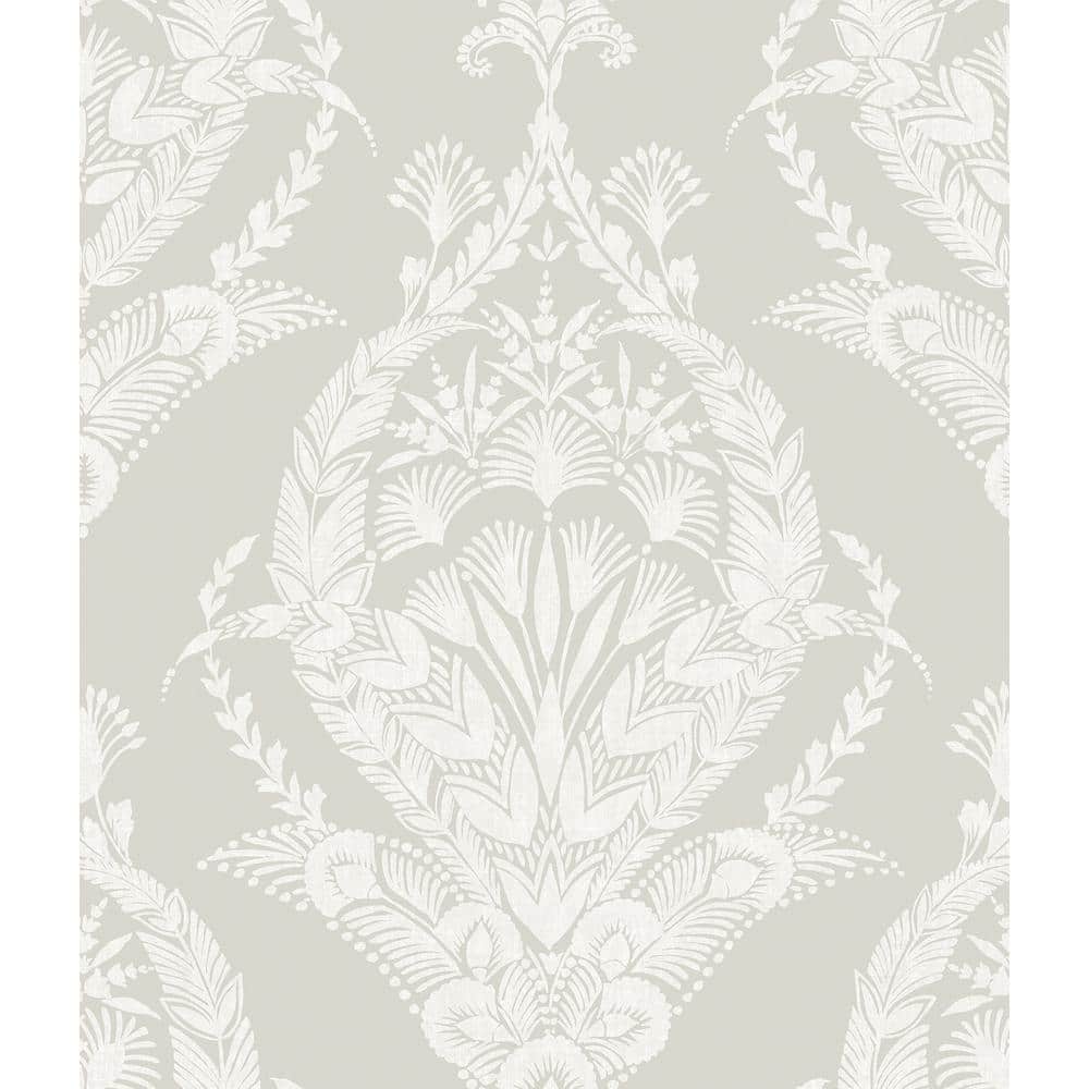 Light Grey Non-Pasted Washable Damask Wallpaper Roll