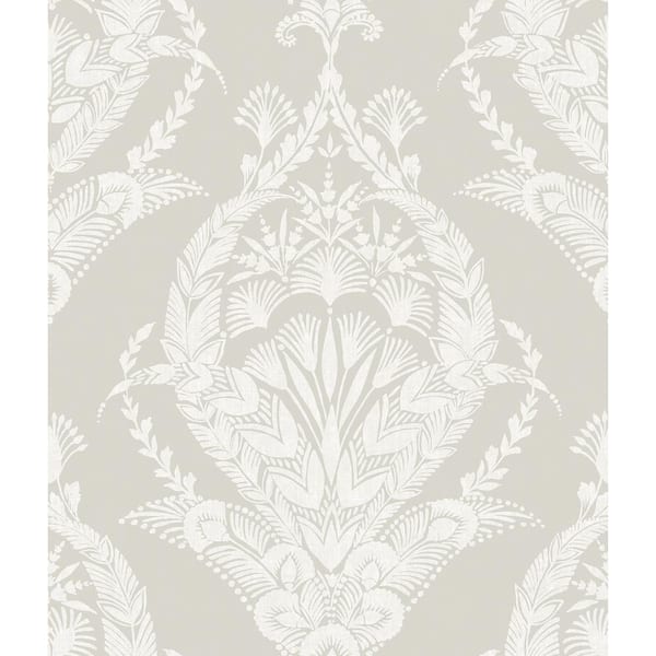 A-Street Prints Arlie Grey Light Grey Botanical Damask Matte Non Woven Wallpaper Sample