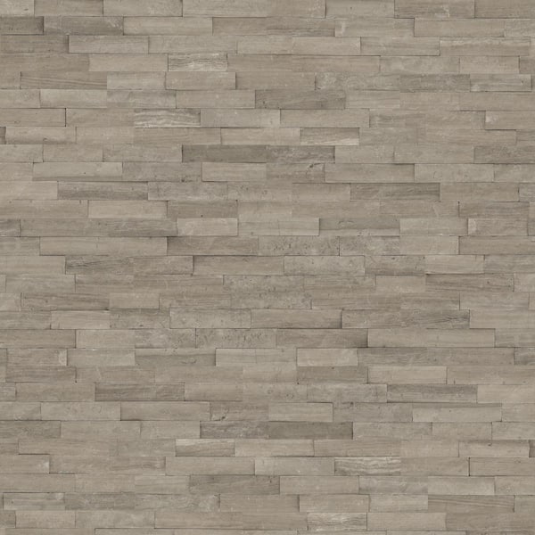 Gray Oak Splitface Ledger Panel 6 in. x 24 in. Marble Wall Tile (10 cases / 60 sq. ft. / pallet)