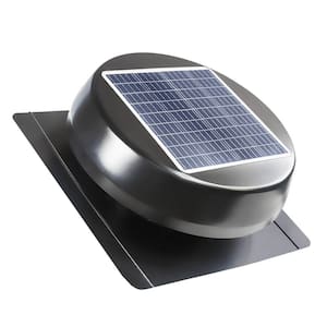 12 in. Round, 1030 CFM Black Steel Solar Powered Roof Mount Attic Exhaust Fan with Integrated 25-Watt Solar Panel