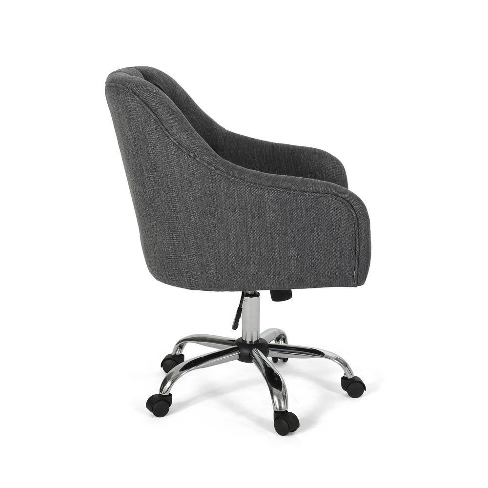 Charcoal Fabric Tufted Swivel Office Chair with Silver Chrome Base