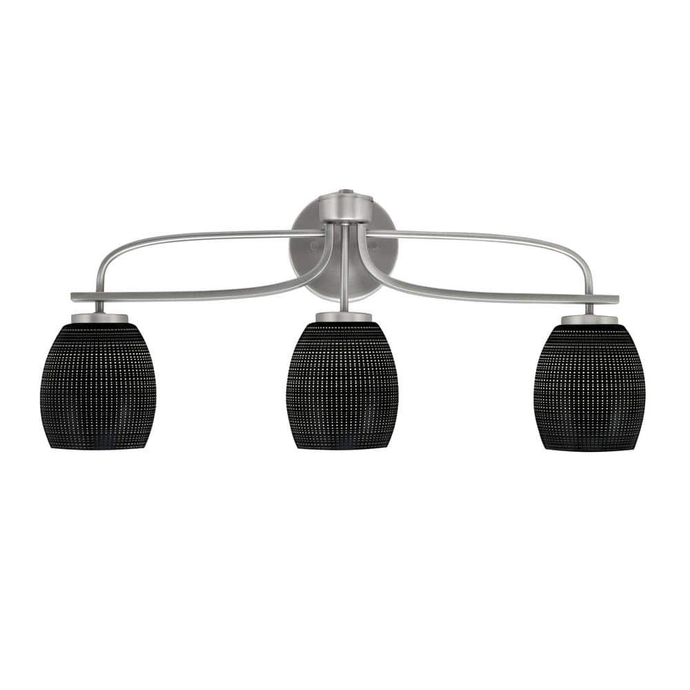 Olympia 26.25 in. 3-Light Graphite Vanity Light Black Matrix Glass Shade
