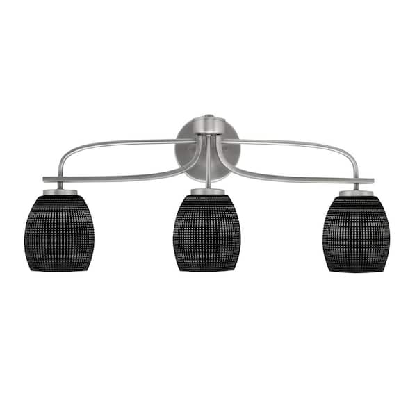 Unbranded Olympia 26.25 in. 3-Light Graphite Vanity Light Black Matrix Glass Shade