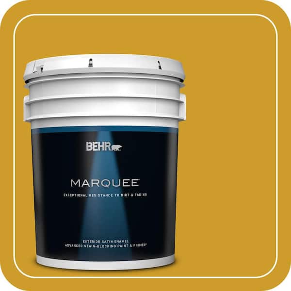 BEHR MARQUEE 5 gal. #T16-09 Citronne Satin Enamel Exterior Paint & Primer