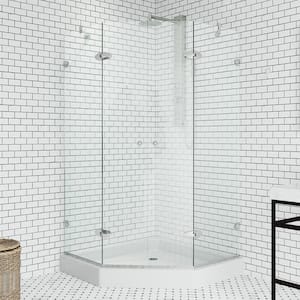 Gemini 42 in. L x 42 in. W x 79 in. H Frameless Pivot Neo-angle Shower Enclosure Kit in Chrome with 3/8 in. Clear Glass