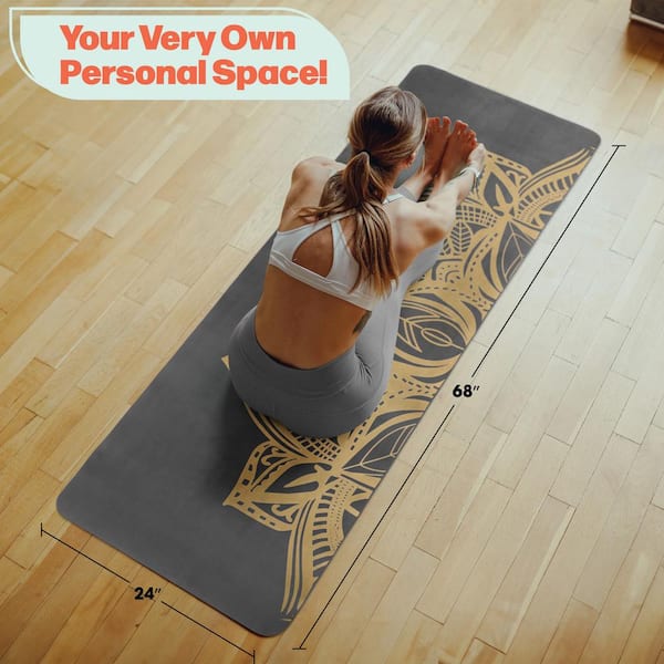 RAD Sportz Suede Hot Yoga Mat with Strap, Black - 68 in. L x 24 in