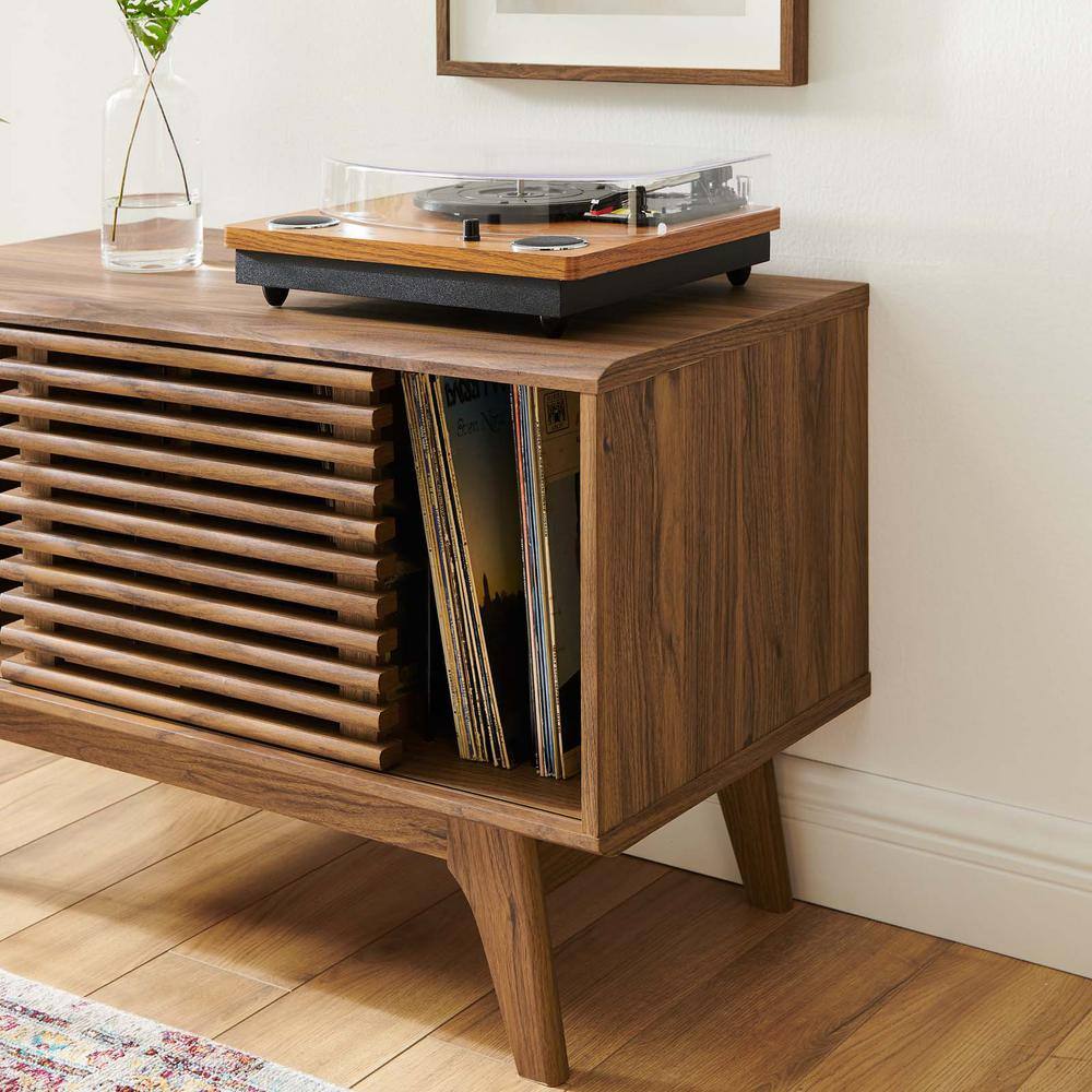 Walnut Mid-Century Modern Vinyl Record Display Stand