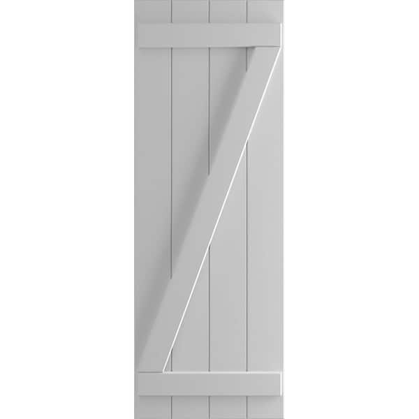 Ekena Millwork 21-1/2 in. x 58 in. True Fit PVC 4-Board Joined Board and Batten Shutters with Z-Bar, Primed (Per Pair)