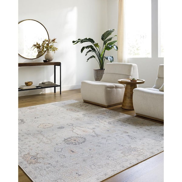 Marlon Light Slate Traditional Border 7 ft. x 10 ft. Area Rug