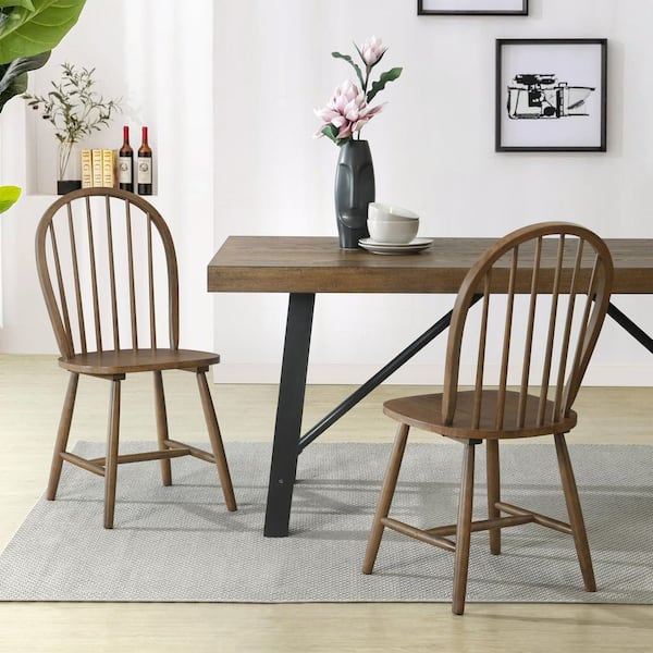 CHRISTOPHER KNIGHT HOME David Walnut Solid Wood Farmhouse Modern Dining Chairs Set of 2