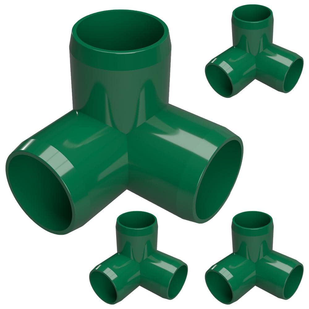 Formufit 1 in. Furniture Grade PVC 3-Way Elbow in Green (4-Pack ...