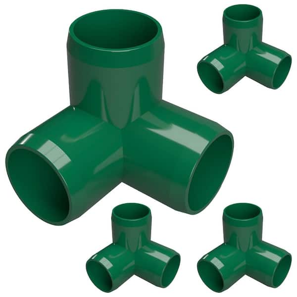 Formufit 1 in. Furniture Grade PVC 3-Way Elbow in Green (4-Pack)
