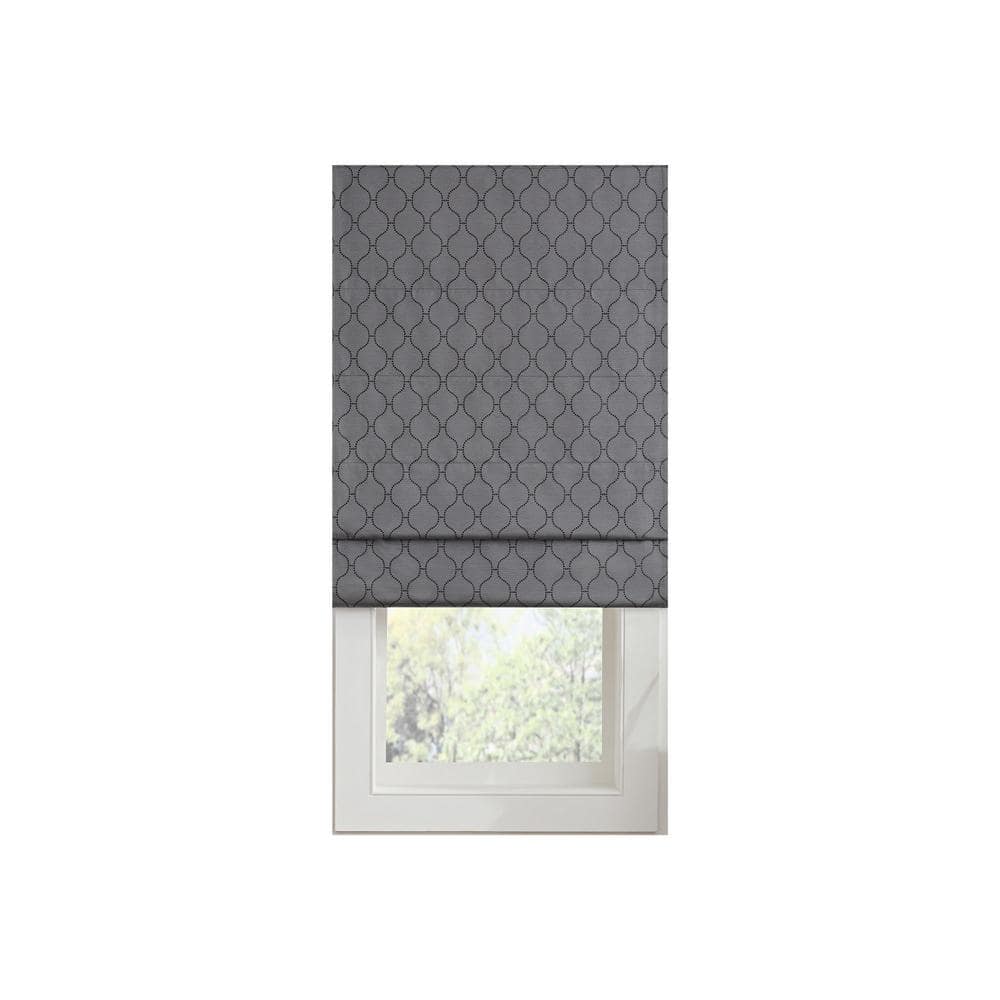 Eclipse Darien Grey Ogee Cordless 100% Blackout Polyester Roman Shade 23 in. W x 64 in. L