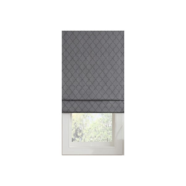 Eclipse Darien Grey Ogee Cordless 100% Blackout Polyester Roman Shade 23 in. W x 64 in. L