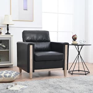 Black PU 1-Seater Sofa Accent Arm Chair for Living Room, Bedroom and Office
