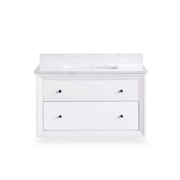 null Jalila 30 in. Floating White Bathroom Vanity with Sink