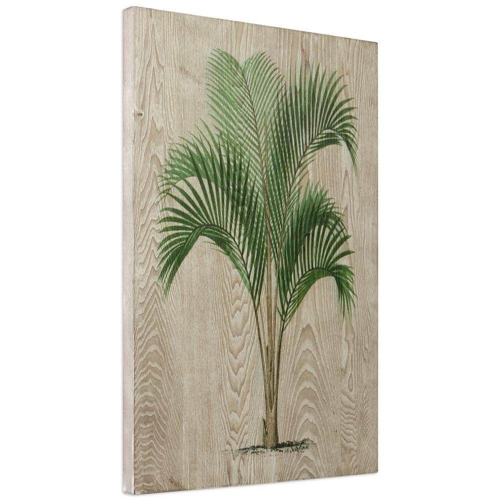 Green Palm Tree Coastal Ash Wood Wall Art, 36" x 24"