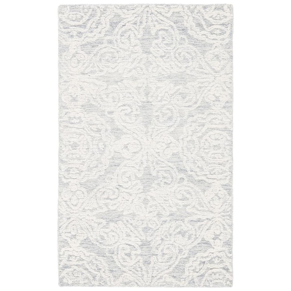 SAFAVIEH Metro Light Gray/Ivory Doormat 3 ft. x 5 ft. Floral Abstract Area Rug