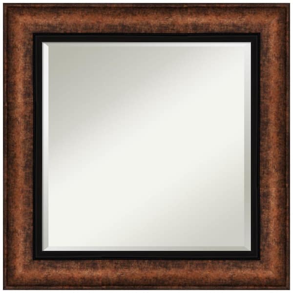 Amanti Art Hued Bronze 26.5 in. W x 26.5 in. H Framed Beveled Bathroom Vanity Mirror in Bronze