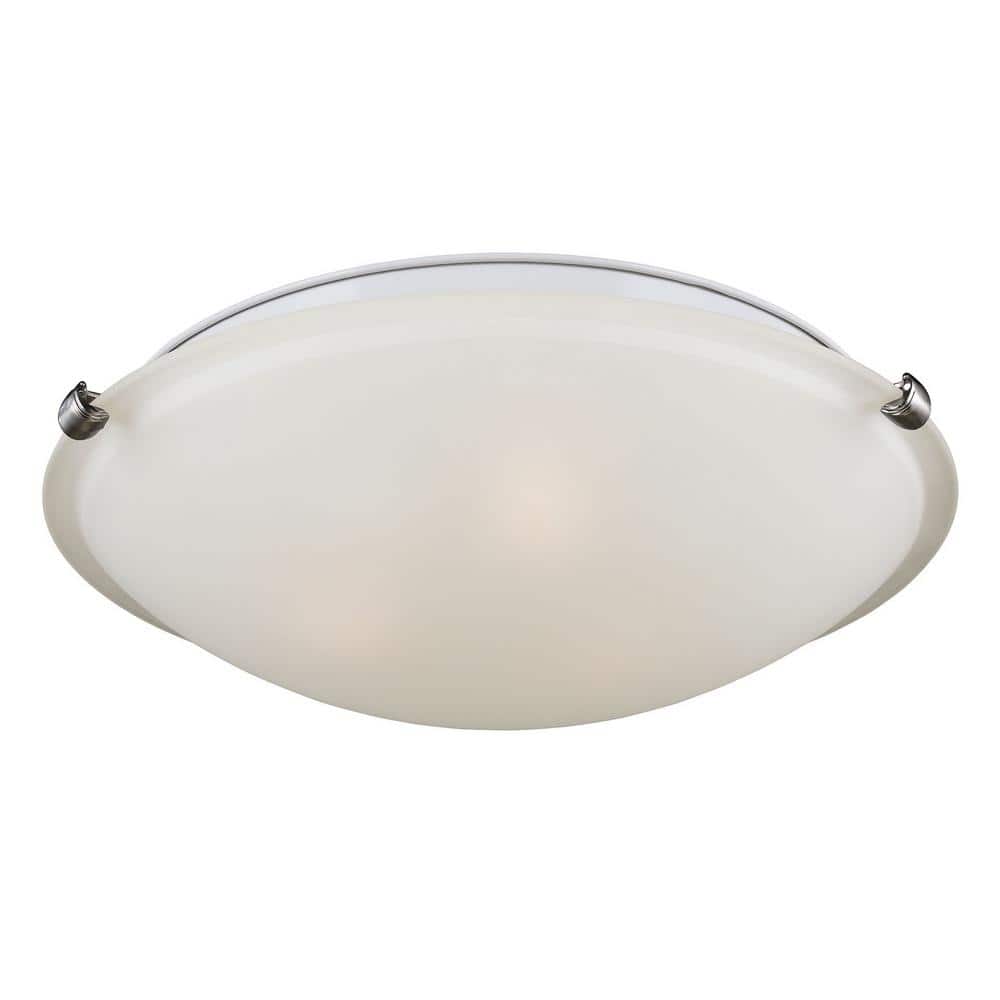 Elegant Transitional 16'' Brushed Nickel & Glass Ceiling Flush Mount