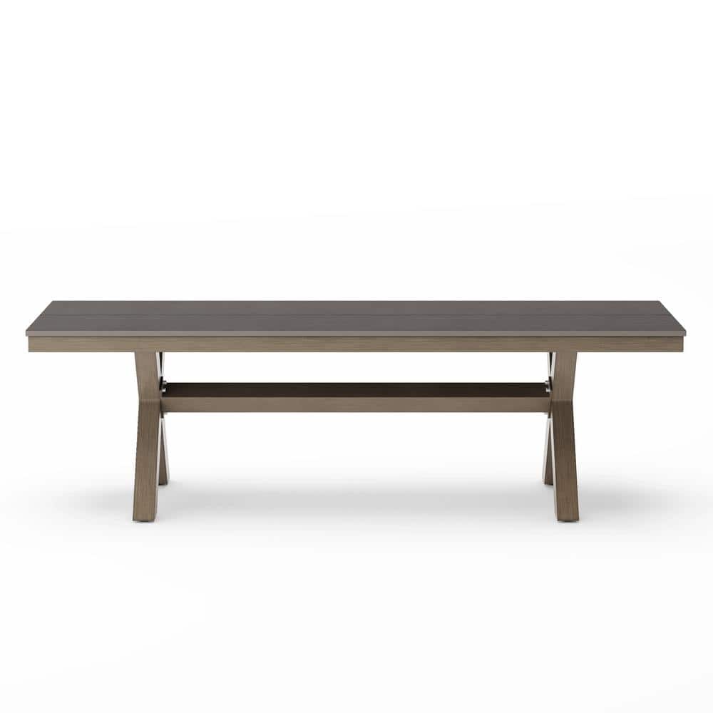 LUE BONA Domi 59 in. Aluminium Frame XLeg Light Gray Outdoor Bench with Plastic Top Patio
