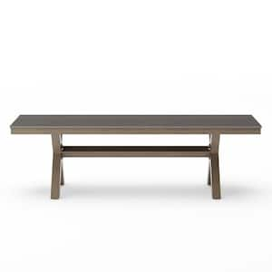 Domi 59 in. Aluminium Frame X-Leg Light Gray Outdoor Bench with Plastic Top Patio Dining Benches for Table