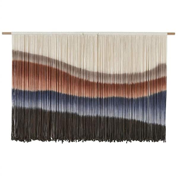 Brown and Blue 57 in. x 35 in. Cotton Dip-dye Bohemian Tapestry